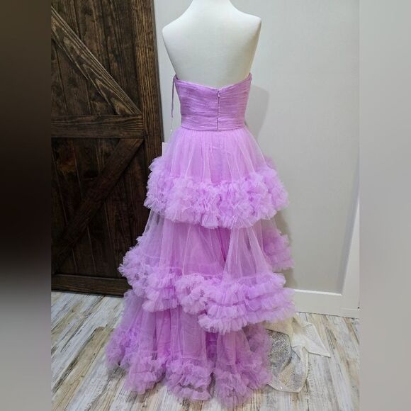 Mac Duggal 68490 Strapless Ruffle Tulle Tiered Gown NWT sz 12 Orchid Purple - Picture 5 of 6
